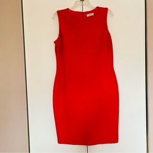 Calvin Klein Vibrant Magenta Pink Sleeveless Midi Sheath Dress.